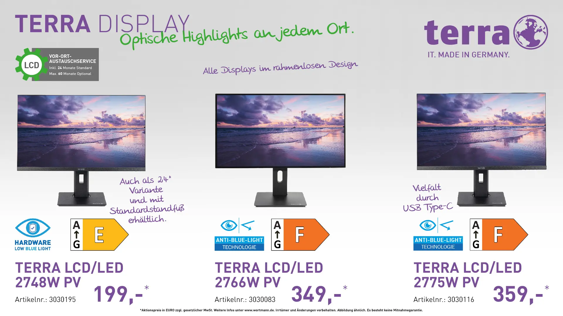 Terra LCD/LED 2748W PV, Terra LCD/LED 2766W PV, Terra LCD/LED 2775W PV