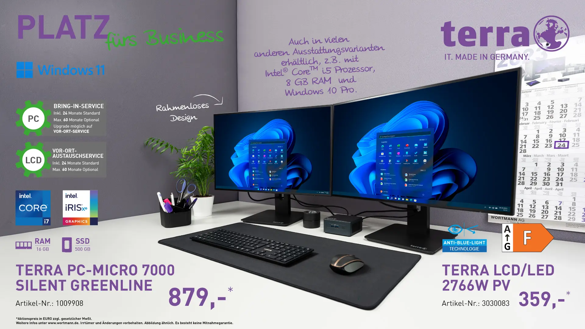Terra PC-Micro 7000 Silent Greenline & Terra LCD/LED 2766W PV